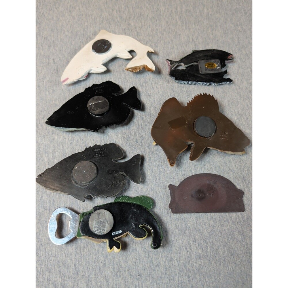 Lot Of 7 Fishing Magnets Bottle Opener Resin Cabin Outdoors Unique Gift - Picture 9 of 13